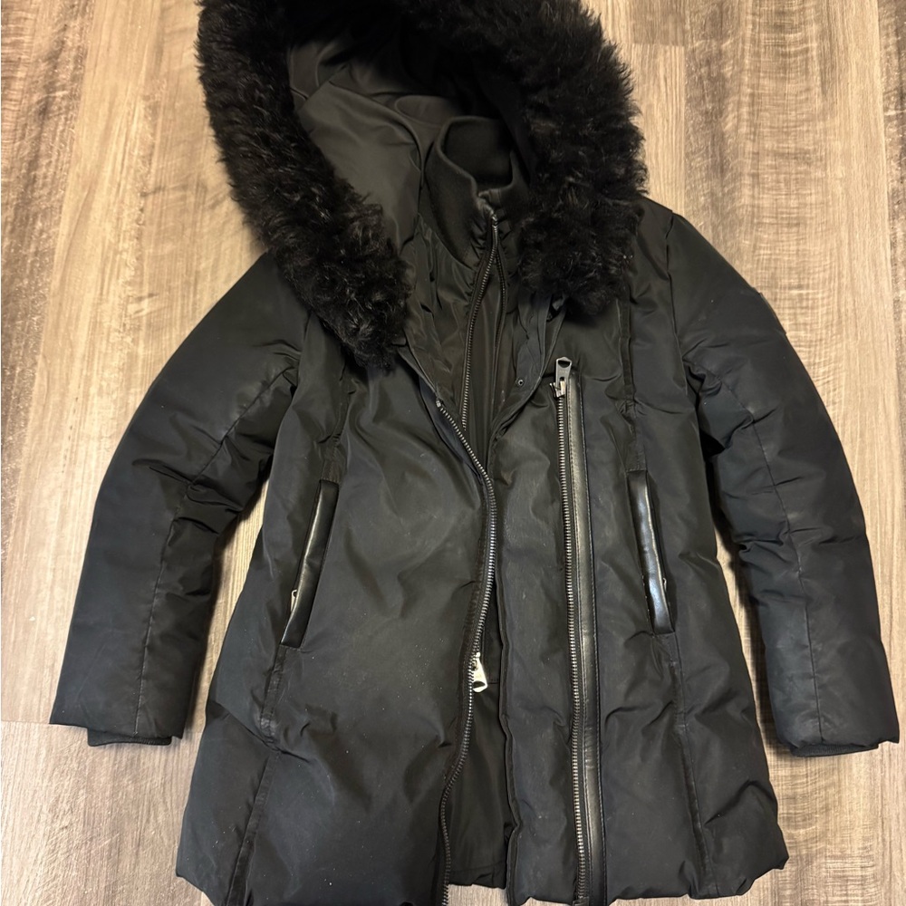 Girls Mackage Black Puffer Coat with Fur Hood